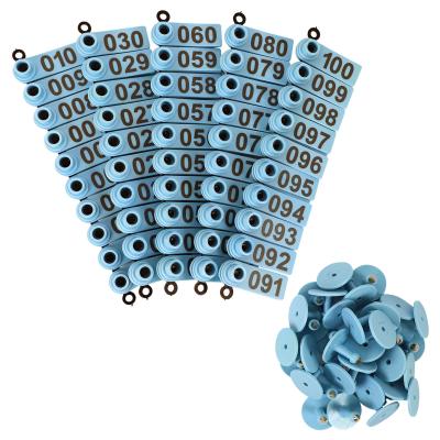 China Ear Tags For Goats Sheep Lambs Pigs, Made Of Real TPU Material, Color Blue, Numbered 001-100 zu verkaufen