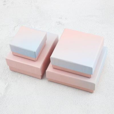 China Recyclable Private Custom Elegant Jewelry Gift Box Packaging Paper Box Rectangular Sponge Lined Pink Paper Gift Box for sale