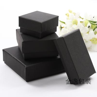 China 2022 Materials New Arrival Black Texture Paper Box Gift Lid Cuff Recycled Kraft Paper Jewelry Box Assemble Proposal For Birthday Bridal Christmas for sale