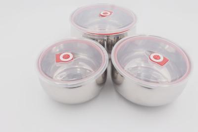 China 14,16,18cm 3pcs Food container 201#stainless steel mixing bowl round shape food preservation box for sale