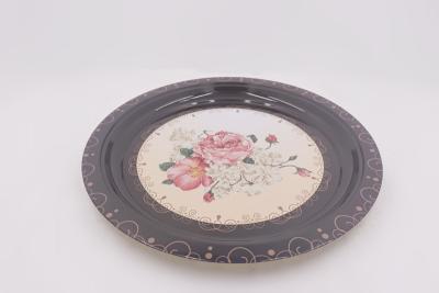 China 45cm Round Dinner Plates Flower Series Pattern Vegetable Fruit Dish for sale