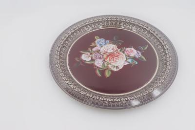 China SS Gold Bottom Dinnerware 33cm Round Dinner Plate For Weddings for sale