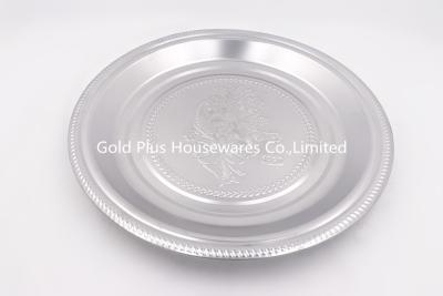 China 70cm Stainless Steel Round Tray Muslim Flower Pattern Fruit Plate for sale