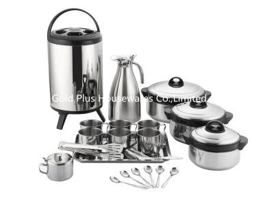 China el cookware de la cocina 21pcs fija el sistema de la sopa de la pared del termo doble del vacío del pote de calor del aislamiento del barril de la taza de acero inoxidable y de la cuchara en venta