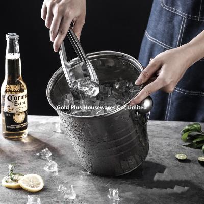 China 5L promocional para el cubo de hielo doble de acero inoxidable de la pared de la cerveza espesó los cubos de acero del champán del metal en venta