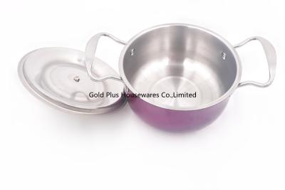 China Colorful Stainless Steel Cooking Pot 18cm Sauce Pan Metal Cookware Sets for sale