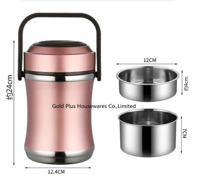 China 2L Ecofriendly vacuum stainless steel thermal insulated lunch box pink color bpa free thermal food jar for sale