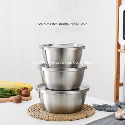 China 34cm Kitchen Utensil 304 Stainless Steel Basin Metal Soup Deep Mixing Bowl for sale