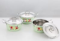 China El Cookware 3PCS fijó el pote de acero inoxidable de la cazuela de los 8cm con la flor en venta