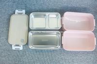 China Leakproof Stainless Steel Bento Box Double Layer With Wooden Lid for sale