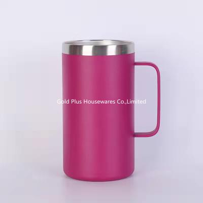 China Personifiziertes wiederverwendbares Pulver des Drinkware-Edelstahl-Becher-600ml beschichtete rosa Thermosflasche zu verkaufen