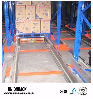 China 500 kg-4500 kg Sistema de estanterías para transbordadores azul naranja Radio Transbordador de paletas en venta