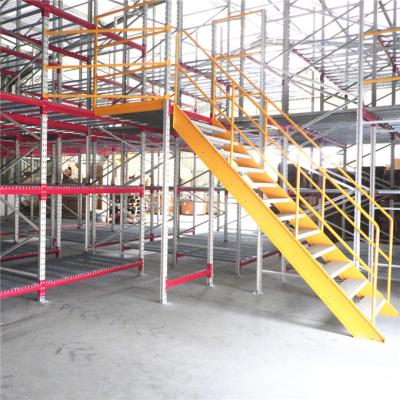 China Grey Orange Shelf Supported Mezzanine Floor Racking 800kgs Custom Steel Mezzanine for sale