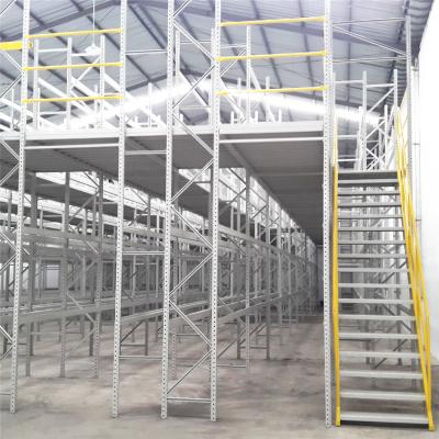 China Q235 Stalen mezzanine racking rack ondersteunde mezzanine vloer in industriële eenheid Te koop