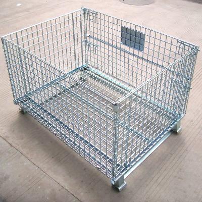 China Stacking Wire Mesh Cages Heavy Duty Rigid Foldable Wire Mesh Cage for sale