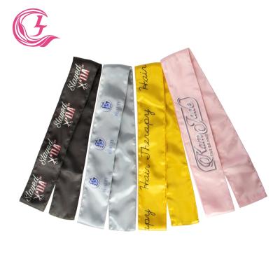 China Hold Custom Private Logo Designer Satin Hair Tie Wrap Band 100% Silk Hair Scarf For Women for sale