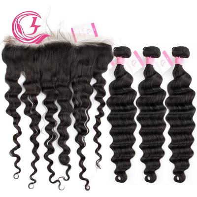 China Best Virgin Malaysian Cuticle Hair Wholesale Sellers Silky Loose Deep Wave Alligned Deep Wave Bundles Long With Lace Headband for sale