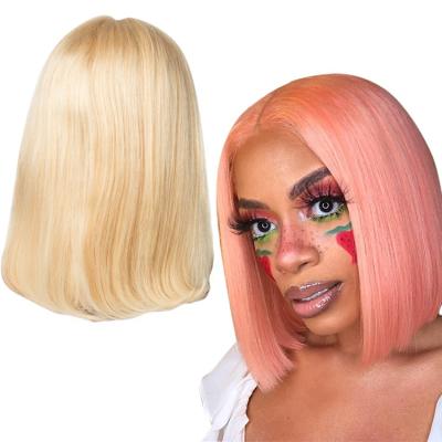 China Blonde Lace Front Wig Bob Wig Straight 613 Brazilian Hair 100% Original Indian Hair 10-16 Inches 100% for sale