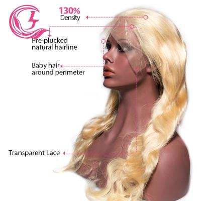 China CLJhair 130% Original Brazilian Human Hair Raw Body Wave Front Wig #613 Transperant Lace Front Wigs for sale