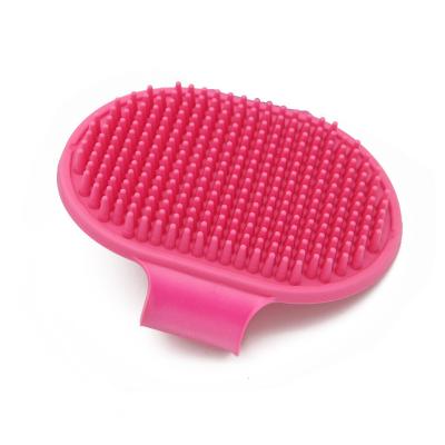 China Cat Dog Bath Massage Wash Viable Silicone Rubber Comb Pet Plant Grooming Shampoo Clean Hair Tool Brush with Adjustable Ring Handle for sale