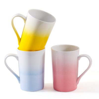 China Modern Fashion Art Element Water Cup Solid Color Mug Art Decor Gradient Color Ceramic Gradient Style Creative Ceramic Mug for sale