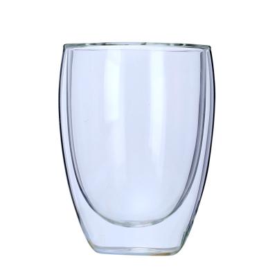 China Juice Drink Cup Transparent Glass Art Cup Household Heat Insulation Glass Egg Cup Decor Double Layer Glass for sale