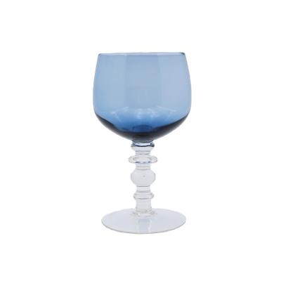 China Art Decor Blue Goblet Palace Style Wine Glass Flask Gorgeous Wine Glass Brandy Glass Retro for sale