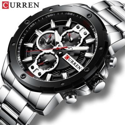 China Male Date CURREN 8336 Sports Watch Men Quartz Wrist Watch Stainless Steel Automatic Chronograph Luxury Clock Band Male Waterproof Watch for sale