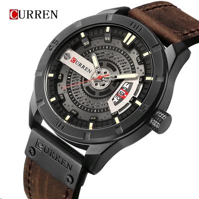 China Automatic Date CURREN 8301 Fashion Quartz Watch Men Military Sports Waterproof Leather Men Watch Hot-selling Male 2021 Luxury Analog Date Watch for sale