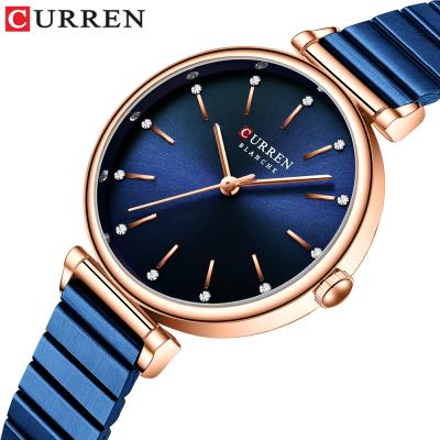 China Auto Date Curren 9081 Minimal Quartz Watches For Women Diamond Water Resistant Fashion Wrist Watch Women for sale