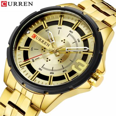 China The Curren 8333 Water Resistant Gold Watches For Men's Brand Wristwaches Business Watch Men's Stainless Steel Fashion Luxury Quartz Clock Waterproof for sale