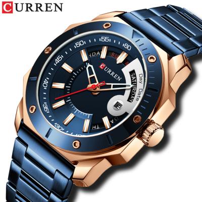 China CURREN 8344 S automatic date men watch top brand clock stainless steel quartz sports man luxury male wristwatch for friend for sale