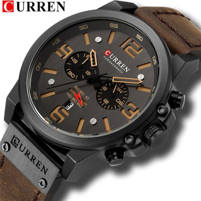 China Newest Auto Date Mens Watches CURREN Top Brand Quartz Luxury Mens Wristwatches Leather Military Date Male Clock Relogio Masculino for sale