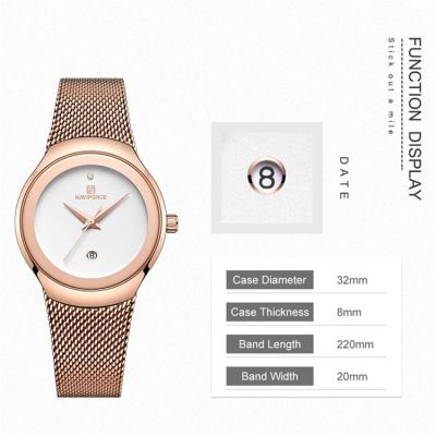 China Stainless Steel Top Luxury Classic Strap Ladies Day/Date NAVIFORCE 5004 Women Watches Brand Female Clock for sale