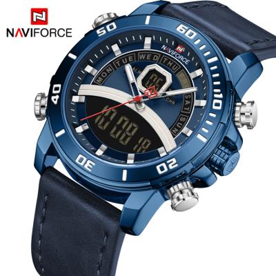 China New Automatic Analog Leather Strap LED Digital Wristwatches 9181L Mens Quartz Display NAVIFORCE Date Watches Waterproof Military Relogio for sale