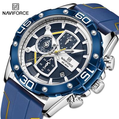 China NAVIFORCE 8018T Chronograph Stopwatch Mens Military Sports Waterproof Quartz Digital TPU Strap Luxury Analog Wristwatches For Men for sale