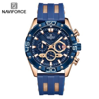 China NAVIFORCE 8019T Auto Date Quartz Watches Top Military Waterproof New Analog Clock Display Watch Man Brand Relogio Masculino TPU Strap for sale