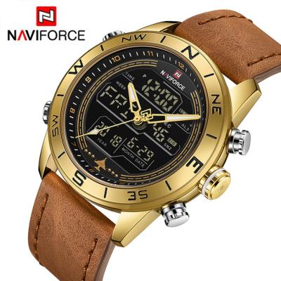 China NAVIFORCE 9144 Water Resistant Display Male Clock Fashion Men Sport Watches Men's LED Watch Analog-Digital Army Quartz Military Leather Watch for sale