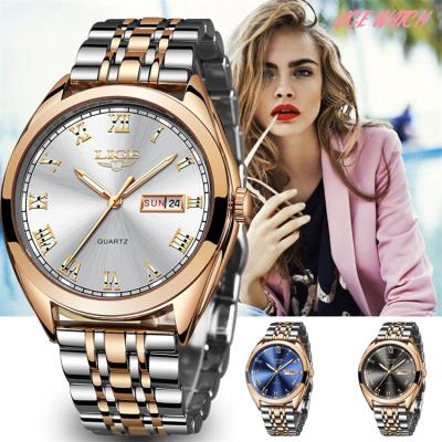 China LIGE 9904 day/date top brand fashion luxury women watches ladies quartz watch women stainless steel date wear waterproof gift clock for sale