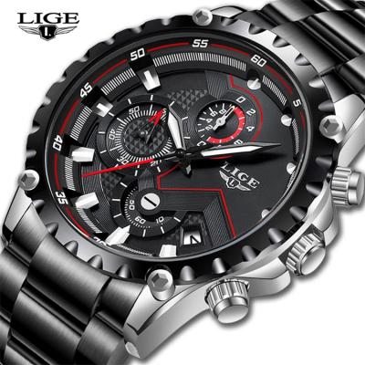 China Luxury Top Brand LIGE 9821 Water Resistant Mens Fashion Watch Men Sport Waterproof Quartz Watches All Steel Army Watch Relogio Masculino for sale