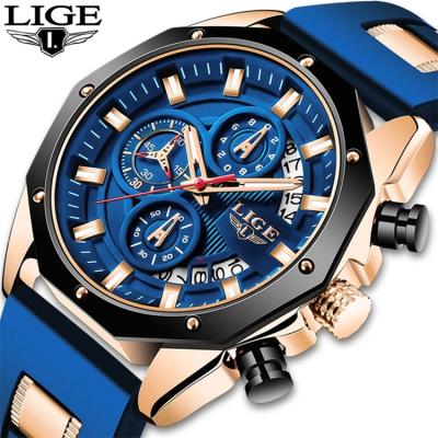 China NEW Fashion Brand Watches Man Automatic Top Casual Sport Date LIGE 8908 Silicagel Military Wristwatch Men Watch Chronograph Relojes Hombre2021 for sale