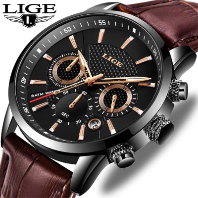 China New 2021 Date LIGE 9866 Automatic Men's Watches Luxury Top Brand Sports Watch Male Military Men Leather Waterproof Quartz Wristwatch for sale