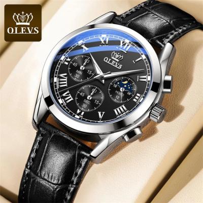 China OLEVS 2871 Automatic Date Top Brand Men's Quartz Watch Waterproof Luxury Watch Noctilucent Business Leather Watch Relogio Masculino for sale