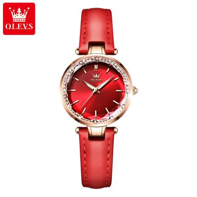 China OLEVS 6645 day/date brand fashion ladies watches quartz watch leather feminine women slim strap casual watch for sale