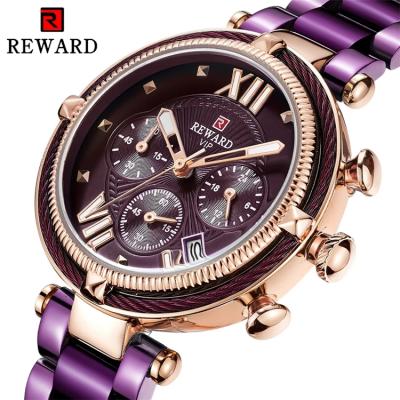 China Auto Date REWARD New Purple Women Watch Business Quartz Watch Ladies Wristwatch Girl Clock Relogio Feminino RD63084L for sale