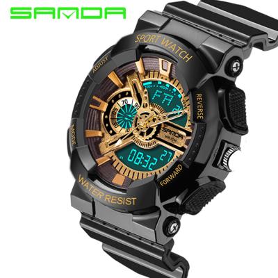 China Chronograph Sanda 799 1 Male Watch 2019 Digital Sports Brand Watch Men Wristwatches G Style Electronic White Military Waterproof Swim for sale