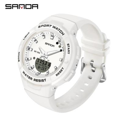 China SANDA Luxury Sport Military Women Alarm Watches 5ATM Waterproof White Quartz Watch Fashion Female Clock Relogio Feminino for sale