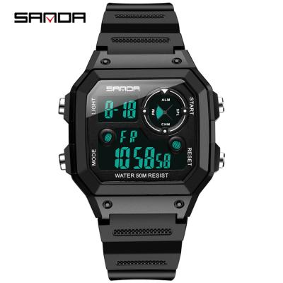 China SANDA 418 Alarm Brand Mens Sports Watches Fashion Chronos Countdown Men's LED Digital Watch Waterproof Man Military Clock for sale