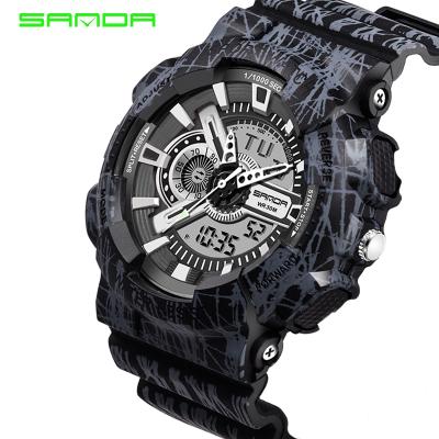 China Colorful 2 Alarm SANDA 799 Fashion Men Women Sport Digital Outdoor Analog Alarm 30M Waterproof Military Watches for sale