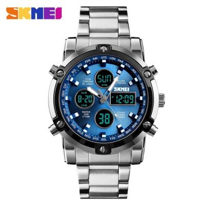 China Chronograph Skmei 1389 Mens Digital Watches Top Brand Stainless Steel Fashion Sports Luxury Wrist Watch for sale